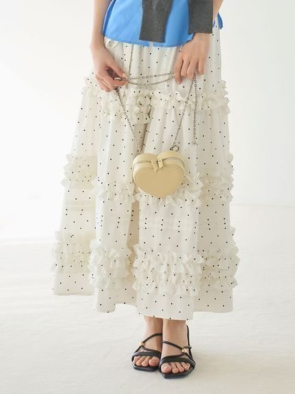 【リリーブラウン/Lily Brown】のメニーフリルティアードスカート インテリア・キッズ・メンズ・レディースファッション・服の通販 founy(ファニー) 　ファッション　Fashion　レディースファッション　WOMEN　スカート　Skirt　ティアードスカート　Tiered Skirts　エレガント 上品　Elegant　セットアップ　Set Up　ティアード　Tiered　ドット　Dot　フリル　Frills　フレア　Flare　無地　Plain Color　DOT[934]|ID: prp329100004541920 ipo3291000000032222874