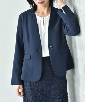 【インタープラネット/INTERPLANET】の【マシーンウォッシャブル】ダブルクロスカラーレスジャケット 人気、トレンドファッション・服の通販 founy(ファニー) ファッション Fashion レディースファッション WOMEN アウター Coat Outerwear ジャケット Jackets ジャケット Jacket スリット Slit セットアップ Set Up デスク Desk バランス Balance ベーシック Basic ワーク Work エレガント 上品 Elegant |ID:prp329100004541923