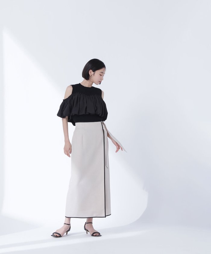 【ナチュラル ビューティー ベーシック/NATURAL BEAUTY BASIC】のバイカラーラップナロースカート インテリア・キッズ・メンズ・レディースファッション・服の通販 founy(ファニー) https://founy.com/ ファッション Fashion レディースファッション WOMEN スカート Skirt おすすめ Recommend リボン Ribbon |ID: prp329100004542007 ipo3291000000032394708