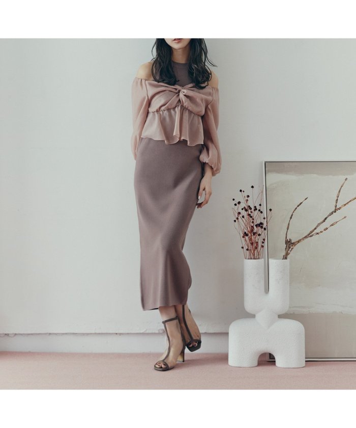 【ナチュラル ビューティー ベーシック/NATURAL BEAUTY BASIC】のシアーブラウス ニットワンピース インテリア・キッズ・メンズ・レディースファッション・服の通販 founy(ファニー) https://founy.com/ ファッション Fashion レディースファッション WOMEN ワンピース Dress ニットワンピース Knit Dresses シアー Sheer ストレート Straight |ID: prp329100004542012 ipo3291000000032091453