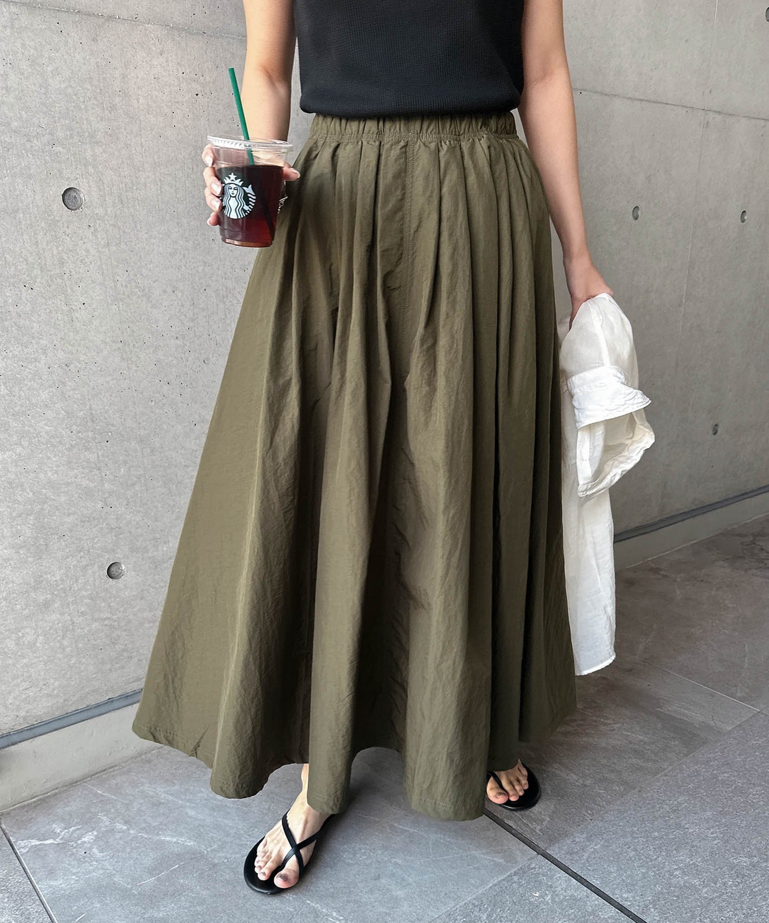 【その他のブランド/Other】のナイロン フレアスカート インテリア・キッズ・メンズ・レディースファッション・服の通販 founy(ファニー) 　ファッション　Fashion　レディースファッション　Ladies' Fashion Online　スカート　Skirt　Aライン/フレアスカート　Flared A-Line Skirts　おすすめ　Recommend　ギャザー　Gather　トレンド　Trend　フレア　Flare　リラックス　Relax　カーキ|ID: prp329100004542028 ipo3291000000032622589