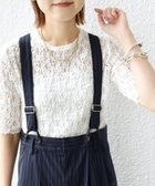 【シップス フォー ウィメン/SHIPS】の手洗い可能 ラッセル レース クルーネック 5分袖 カットソー オフホワイト|ID: prp329100004542037 ipo3291000000032760197