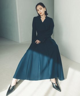 【アニュアンス/anuans】 ダブルサテンノーカラータックワンピース人気、トレンドファッション・服の通販 founy(ファニー) ファッション Fashion レディースファッション Fashion for Women ワンピース Dresses エレガント 上品 Elegant サテン Satin, Glossy Fabric ダブル Double, Double-Breasted フレア Flare, Flared ロング Long, Long-Length 定番 Standard, Basic Item |ID:prp329100004542055