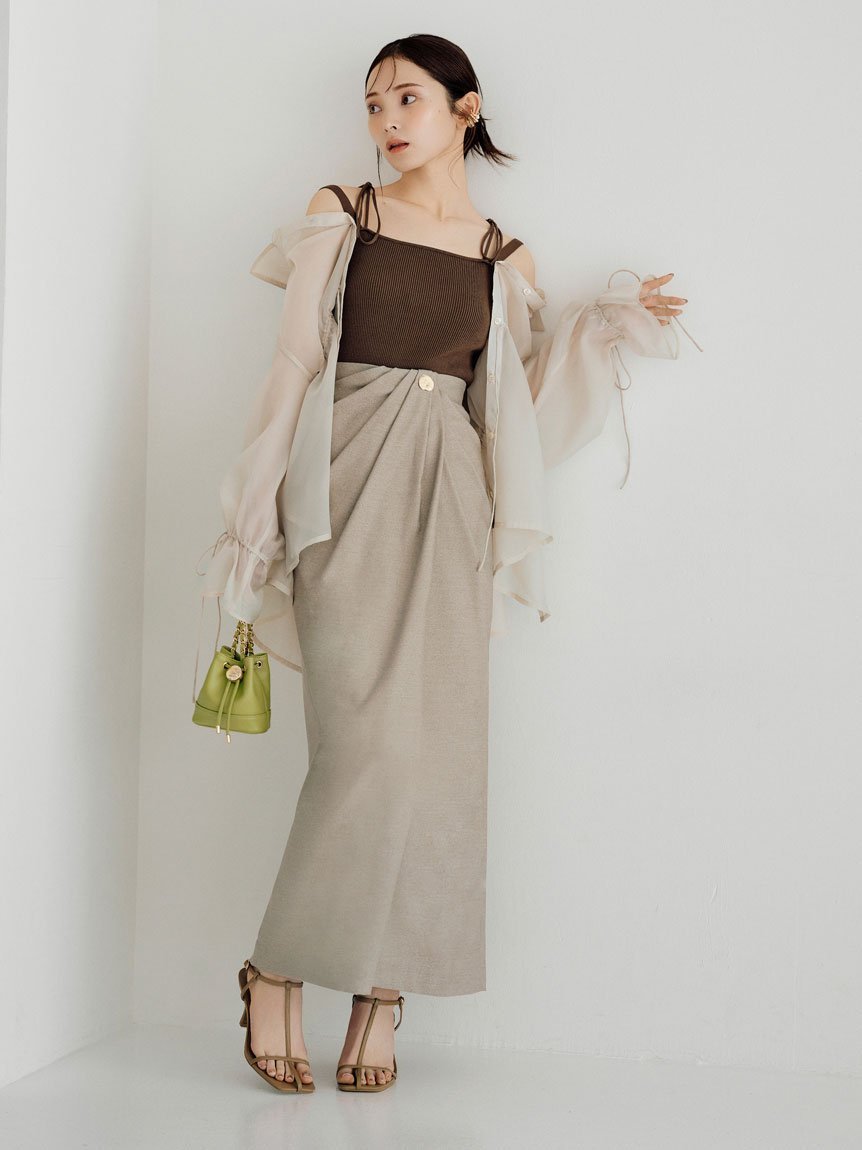 【スナイデル/SNIDEL】のタックタイトスカート インテリア・キッズ・メンズ・レディースファッション・服の通販 founy(ファニー) 　ファッション　Fashion　レディースファッション　Fashion for Women　スカート　Skirts　ウェーブ　Wavy Pattern　シャーリング　Shirring, Ruched　シンプル　Simple, Minimal　ジョーゼット　Georgette, Semi-Sheer Fabric　ストレート　Straight, Straight Cut　スリット　Slit, Slit Detail　タイトスカート　Pencil Skirt, Tight Skirt　フィット　Fit, Slim Fit　フロント　Front, Front Design　ロング　Long, Long-Length　おすすめ　Recommended / Our Picks　BEG[037]|ID: prp329100004542065 ipo3291000000033161582