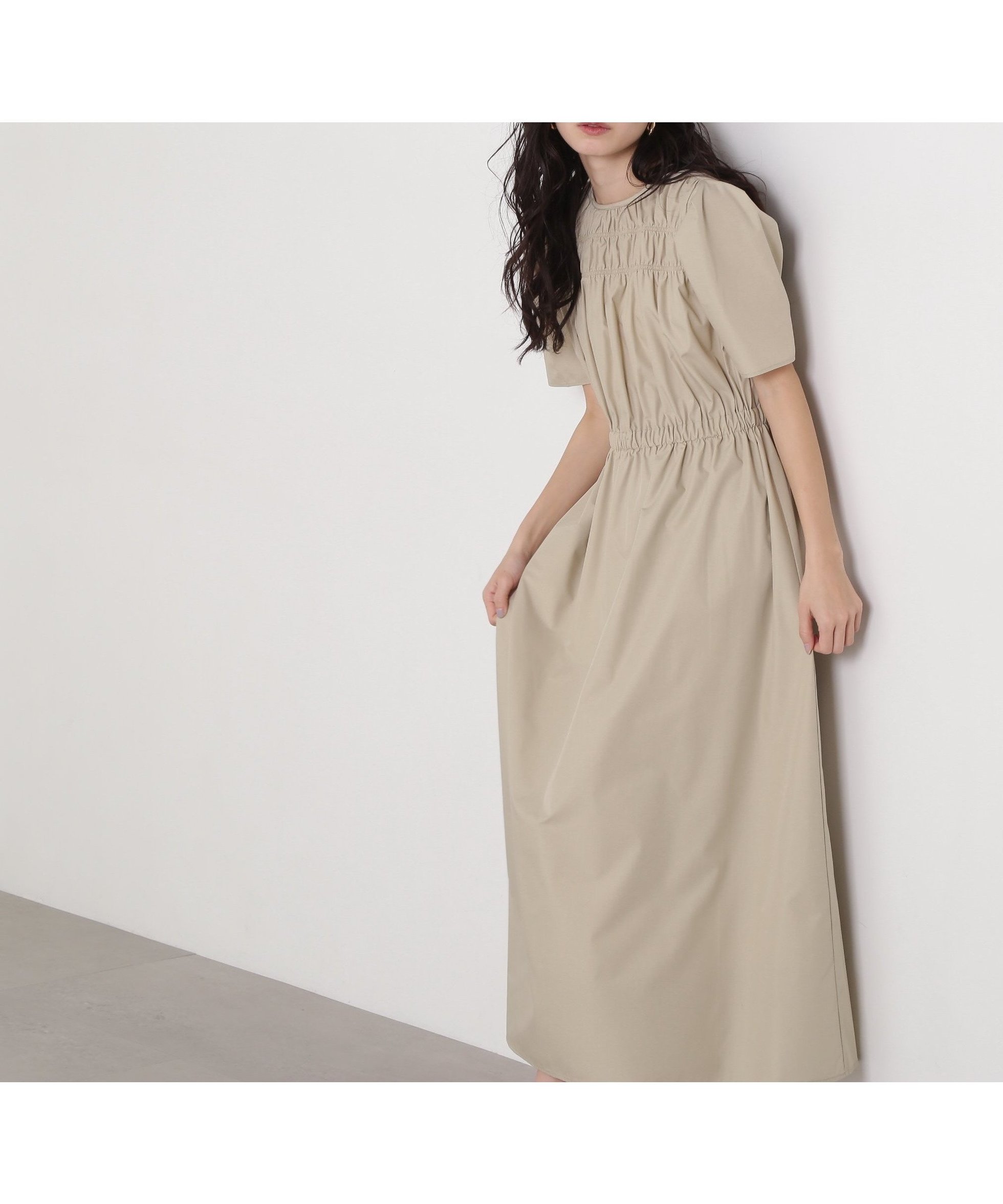【エヌ ナチュラルビューティーベーシック/N.Natural Beauty basic】のローンタックショルダーワンピース インテリア・キッズ・メンズ・レディースファッション・服の通販 founy(ファニー) 　ファッション　Fashion　レディースファッション　WOMEN　ワンピース　Dress　ギャザー　Gather　ベージュ|ID: prp329100004542106 ipo3291000000032092649