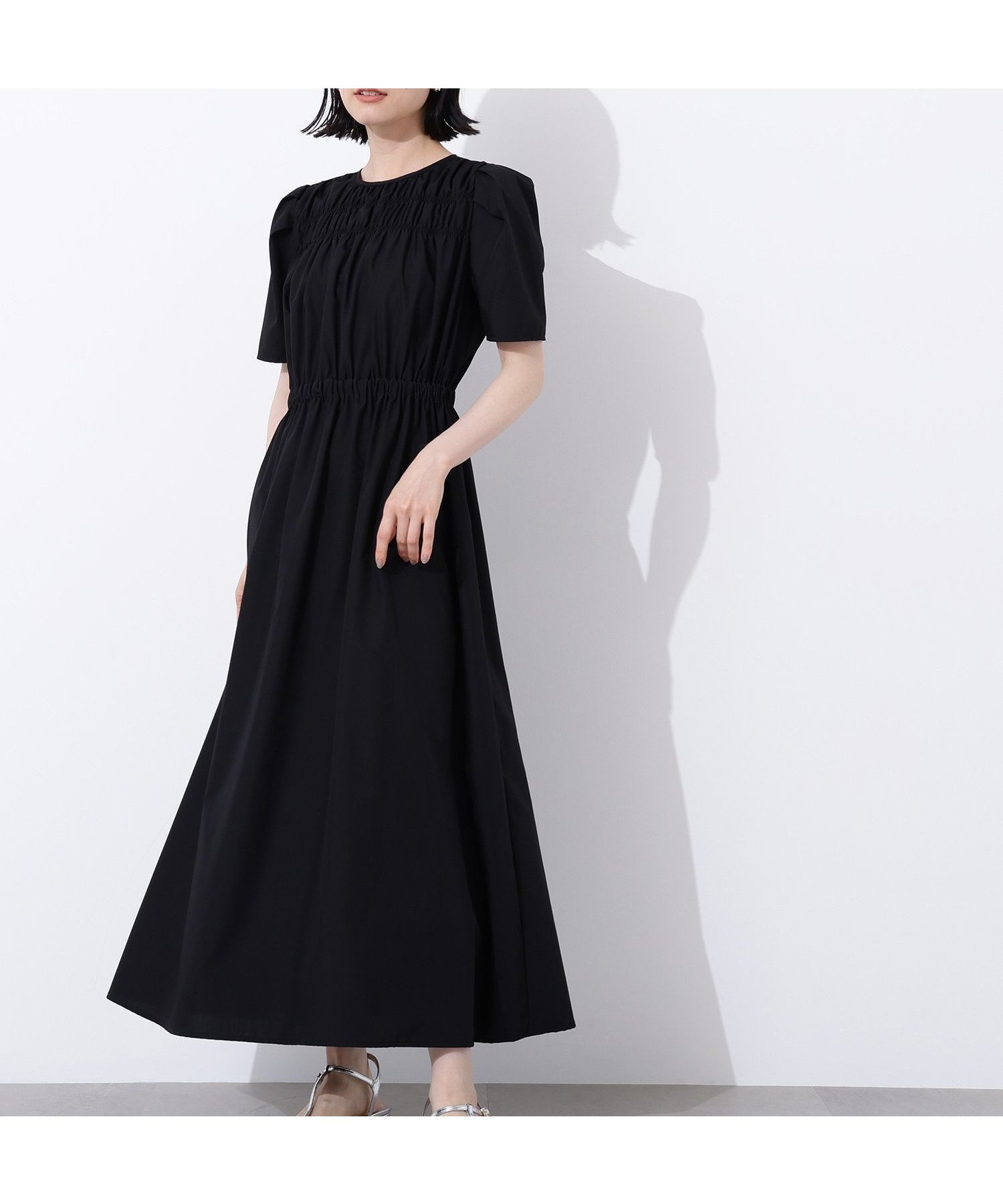 【エヌ ナチュラルビューティーベーシック/N.Natural Beauty basic】のローンタックショルダーワンピース インテリア・キッズ・メンズ・レディースファッション・服の通販 founy(ファニー) 　ファッション　Fashion　レディースファッション　WOMEN　ワンピース　Dress　ギャザー　Gather　ブラック|ID: prp329100004542106 ipo3291000000032403560