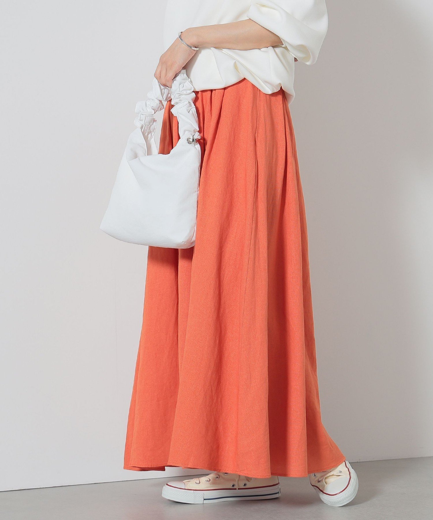 【その他のブランド/Other】のリネン混 フレアロングスカート インテリア・キッズ・メンズ・レディースファッション・服の通販 founy(ファニー) 　ファッション　Fashion　レディースファッション　WOMEN　スカート　Skirt　ロングスカート　Long Skirt　シンプル　Simple　ストレート　Straight　バランス　Balance　フレア　Flare　ポケット　Pocket　リネン　Linen　リラックス　Relax　ロング　Long　おすすめ　Recommend　夏　Summer　エレガント 上品　Elegant　ORANGE2|ID: prp329100004542107 ipo3291000000032155597