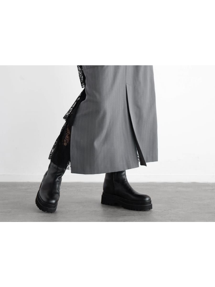 【ラシュッド/LASUD】のバックレースフリルナロースカート インテリア・キッズ・メンズ・レディースファッション・服の通販 founy(ファニー) 　ファッション　Fashion　レディースファッション　Fashion for Women　スカート　Skirts　ストライプ　Stripe, Striped Pattern　フラワー　Flower, Floral　フロント　Front, Front Design　マニッシュ　Mannish, Boyish　ミックス　Mix, Mixed Style　レース　Lace, Lace Fabric　グレー|ID: prp329100004542113 ipo3291000000032655786