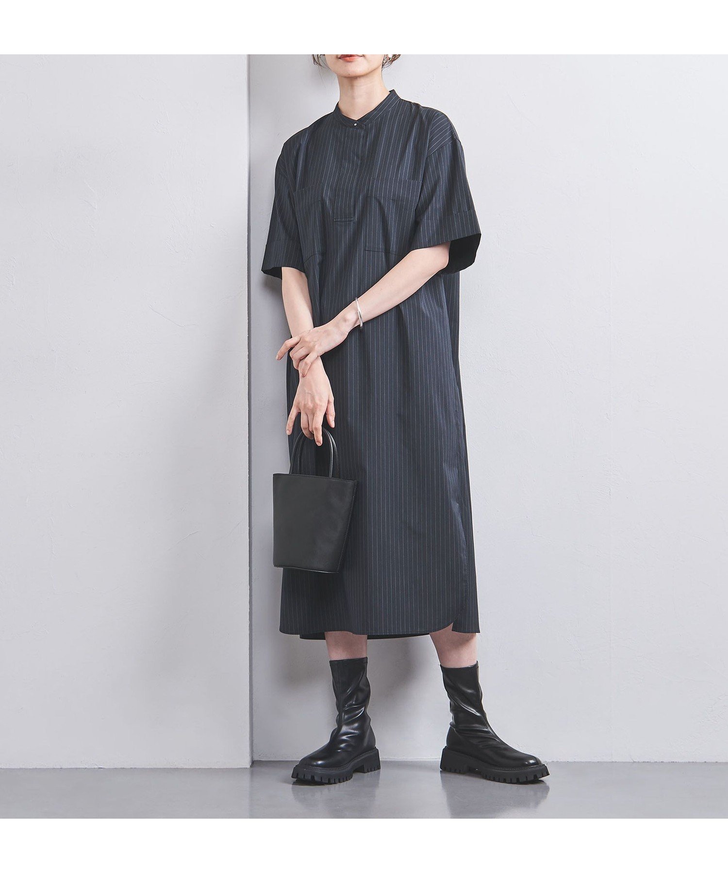 【その他のブランド/Other】のバンドカラー ポケット 5S シャツワンピース 人気、トレンドファッション・服の通販 founy(ファニー) 　ファッション　Fashion　レディースファッション　WOMEN　ワンピース　Dress　シャツワンピース　Shirt Dresses　おすすめ　Recommend　アンダー　Under　シンプル　Simple　ストライプ　Stripe　スリット　Slit　パッチ　Patch　ポケット　Pocket　リラックス　Relax　ワイド　Wide　 other-1|ID: prp329100004542126 ipo3291000000032212134
