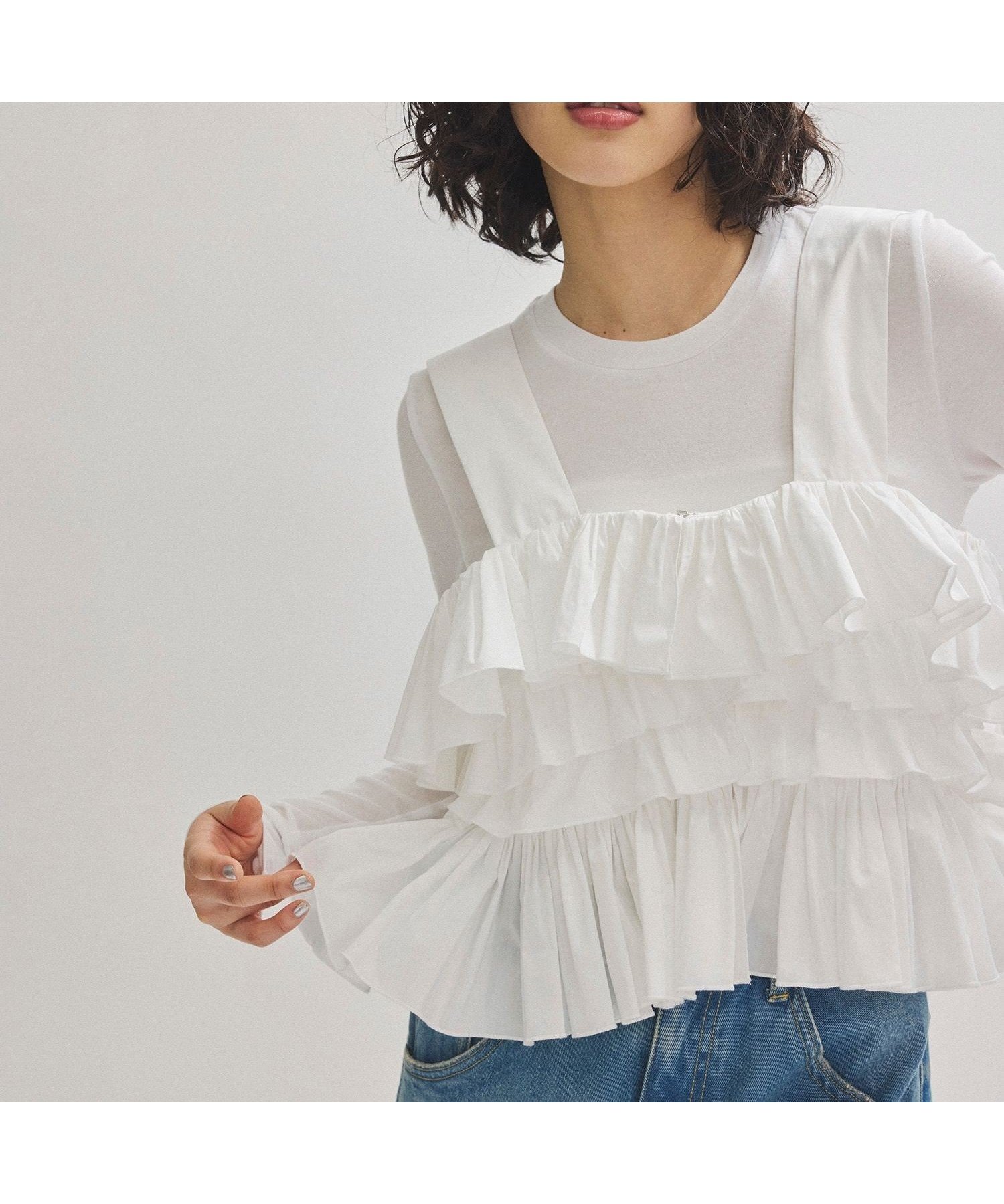 【アダム エ ロペ/ADAM ET ROPE'】のフリルベストセットロンT 人気、トレンドファッション・服の通販 founy(ファニー) 　ファッション　Fashion　レディースファッション　WOMEN　アウター　Coat Outerwear　トップス・カットソー　Tops/Tshirt　ロング / Tシャツ　T-Shirts　ベスト/ジレ　Gilets/Vests　インナー　Inner　春　Spring　カットソー　Cut And Sew　キャミ　Cami　キャミソール　Camisole　ギャザー　Gather　クロップド　Cropped　コンパクト　Compact　シンプル　Simple　ジャケット　Jacket　スラックス　Slacks　とろみ　Thickness　デニム　Denim　バランス　Balance　フィット　Fit　フリル　Frills　フロント　Front　ベスト　Vest　ボトム　Bottom　リラックス　Relax　ロング　Long　S/S・春夏　Ss・Spring/Summer　夏　Summer　2025年　2025　 other-1|ID: prp329100004542133 ipo3291000000032370221