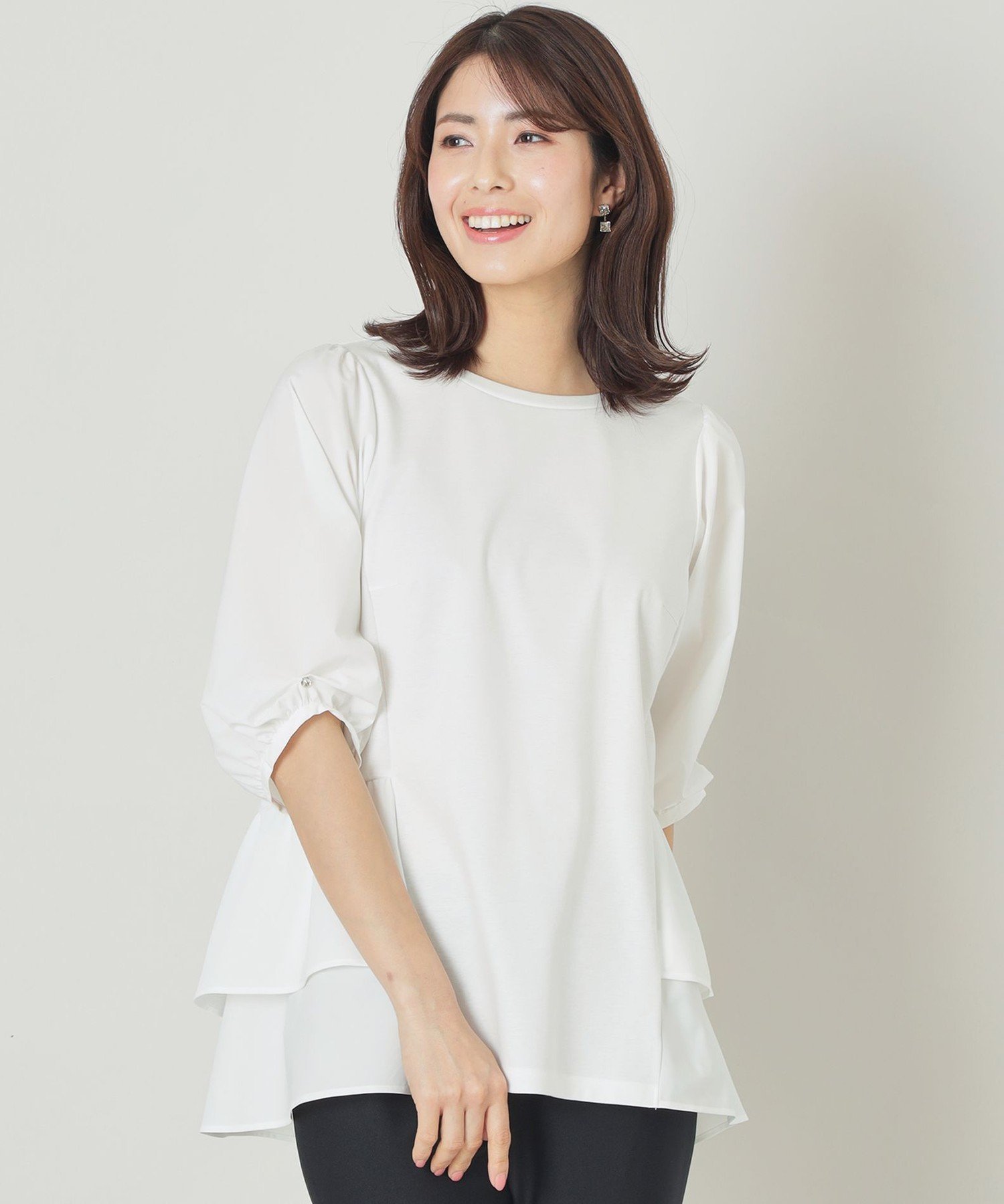 【トゥー ビー シック/TO BE CHIC】のタフタコンビティアード チュニック 人気、トレンドファッション・服の通販 founy(ファニー) 　ファッション　Fashion　レディースファッション　Ladies' Fashion Online　トップス・カットソー　Tops/Tshirt　コンパクト　Compact　シルケット　Mercerization　ジャージ　Jersey　タフタ　Taffeta　チュニック　Tunic　ドッキング　Docking　ドレープ　Drape　ビジュー　Bijou　ファブリック　Fabric　フリル　Frills　 other-1|ID: prp329100004542141 ipo3291000000032611260