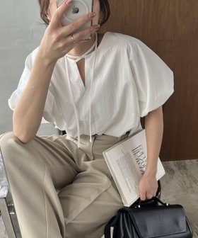 【カプリシューレマージュ/CAPRICIEUX LEMAGE】の【shio企画】バルーンリボンブラウス 人気、トレンドファッション・服の通販 founy(ファニー) ファッション Fashion レディースファッション WOMEN トップス・カットソー Tops/Tshirt シャツ/ブラウス Shirts/Blouses スキッパー Skipper スラックス Slacks センター Center ダウン Down デニム Denim バルーン Balloon リボン Ribbon 夏 Summer |ID:prp329100004542147