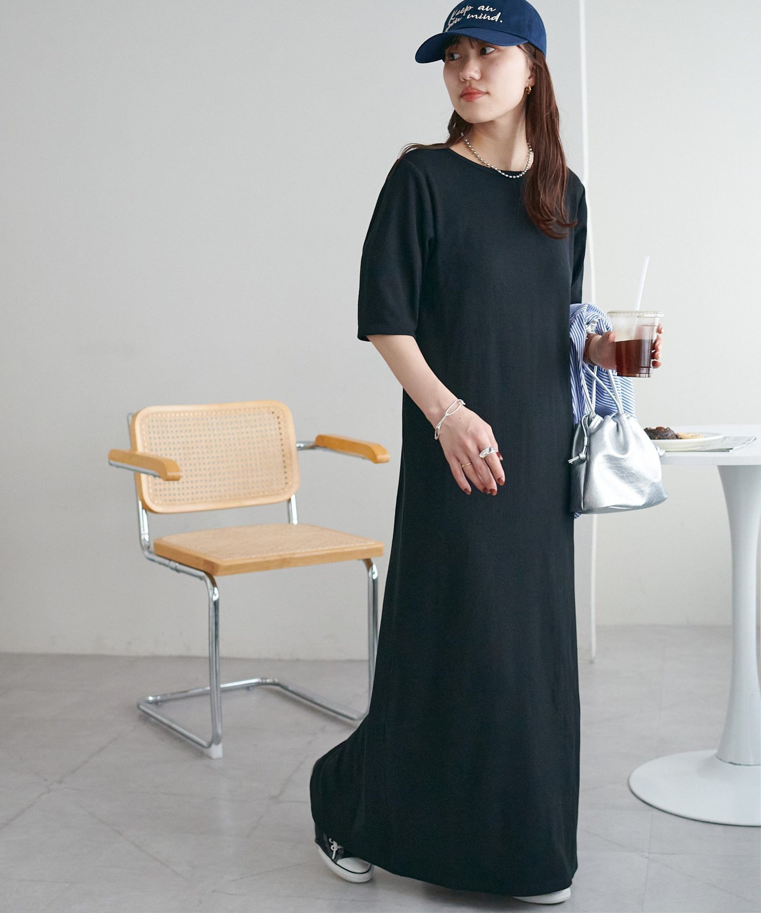 【ディスコート/Discoat】の【WEB限定】カットリブ5分袖ワンピース 人気、トレンドファッション・服の通販 founy(ファニー) 　ファッション　Fashion　レディースファッション　WOMEN　ワンピース　Dress　シンプル　Simple　フィット　Fit　ロング　Long　楽ちん　Easy　 other-1|ID: prp329100004542150 ipo3291000000032133013
