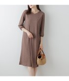 【ニューヨーカー/NEWYORKER】の強撚スムース スノードットプリント 7分袖Vネックワンピース ブラウン|ID: prp329100004542161 ipo3291000000032093323