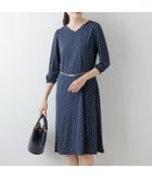 【ニューヨーカー/NEWYORKER】の強撚スムース スノードットプリント 7分袖Vネックワンピース ネイビー|ID: prp329100004542161 ipo3291000000032093325