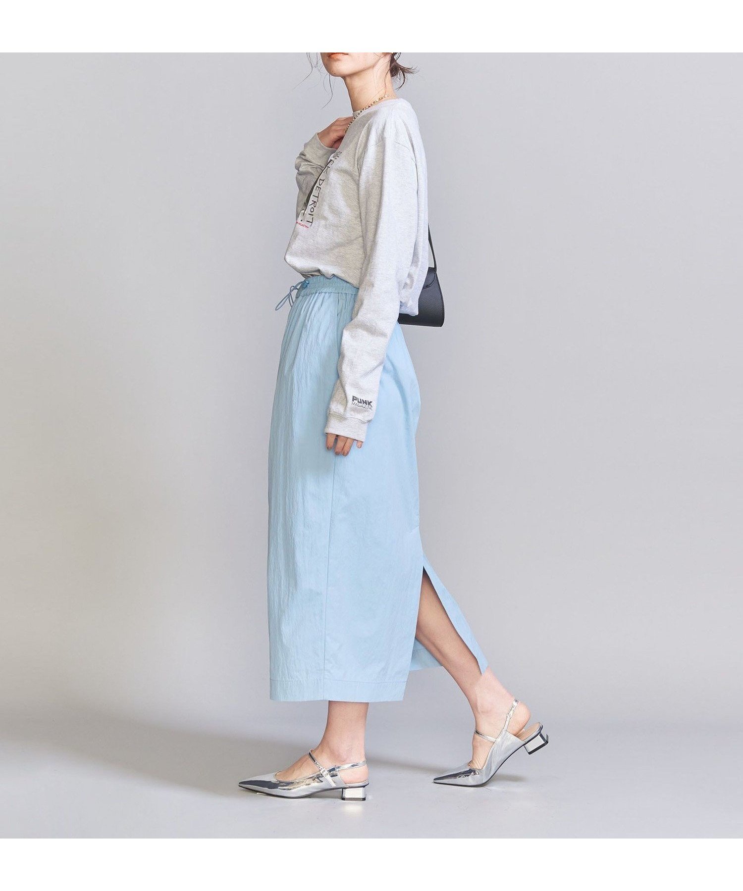【その他のブランド/Other】のナイロン ドローストスカート インテリア・キッズ・メンズ・レディースファッション・服の通販 founy(ファニー) 　ファッション　Fashion　レディースファッション　WOMEN　スカート　Skirt　春　Spring　ギャザー　Gather　サンダル　Sandals　ショート　Short　スリット　Slit　ドローコード　Draw Cord　フォルム　Form　フラット　Flat　リラックス　Relax　ロング　Long　S/S・春夏　Ss・Spring/Summer　おすすめ　Recommend　夏　Summer　LT.BLUE|ID: prp329100004542214 ipo3291000000032154557
