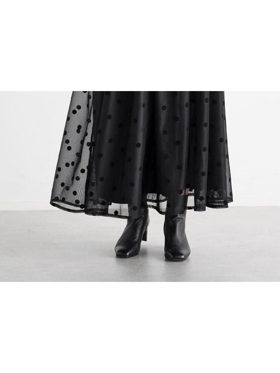 【ヴァン/Vin】のフロッキードットメッシュフレアスカート インテリア・キッズ・メンズ・レディースファッション・服の通販 founy(ファニー) 　ファッション　Fashion　レディースファッション　WOMEN　スカート　Skirt　Aライン/フレアスカート　Flared A-Line Skirts　ショート　Short　スウェット　Sweat　ドッキング　Docking　メッシュ　Mesh　エレガント 上品　Elegant　ブラック|ID: prp329100004542245 ipo3291000000032142295