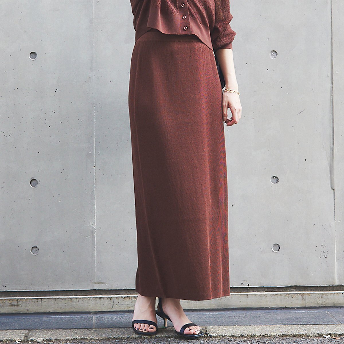【ルージュヴィフラクレ/Rouge vif la cle】の【セットアップ対応】ストレートニットスカート インテリア・キッズ・メンズ・レディースファッション・服の通販 founy(ファニー) 　ファッション　Fashion　レディースファッション　WOMEN　セットアップ　Setup　スカート　Skirt　おすすめ　Recommend　ショート　Short　ストレート　Straight　セットアップ　Set Up　フォルム　Form　ベーシック　Basic　ブラウン|ID: prp329100004542253 ipo3291000000032254841