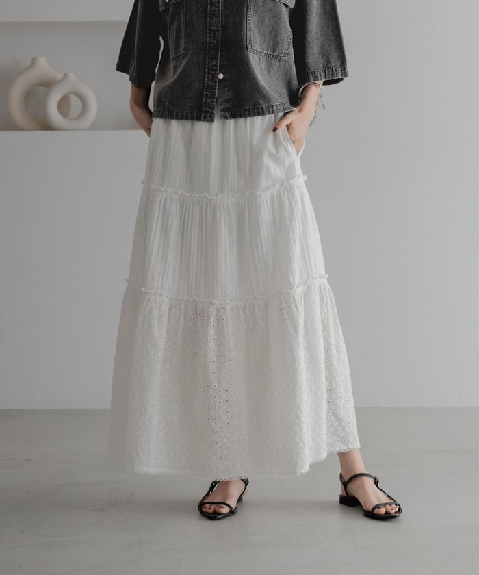 【ローリーズファーム/LOWRYS FARM】のコットンレースボリュームスカート インテリア・キッズ・メンズ・レディースファッション・服の通販 founy(ファニー) https://founy.com/ ファッション Fashion レディースファッション WOMEN スカート Skirt ティアード Tiered レース Race ヴィンテージ Vintage |ID: prp329100004542263 ipo3291000000032094609