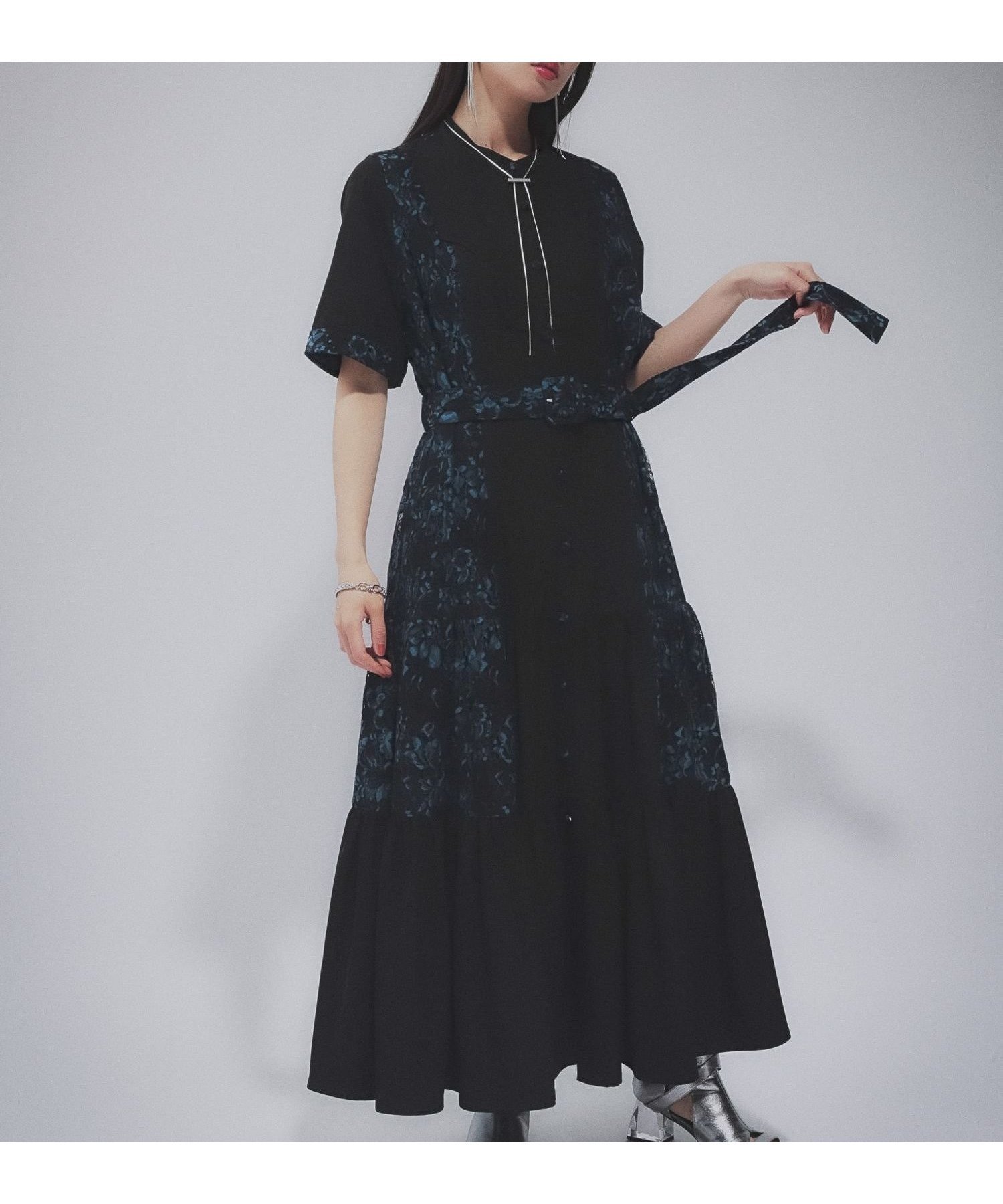 【ハレ/HARE】のハイショクレースキリカエワンピース インテリア・キッズ・メンズ・レディースファッション・服の通販 founy(ファニー) 　ファッション　Fashion　レディースファッション　WOMEN　ワンピース　Dress　おすすめ　Recommend　アクセサリー　Accessories　クール　Cool　ティアードワンピース　Tiered Dress　レース　Race　ワンポイント　One Point　ヴィンテージ　Vintage　切替　Switching　羽織　Haori　ブラック09|ID: prp329100004542316 ipo3291000000032095071