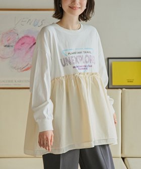 【コーエン/COEN】の布帛ドッキングロゴプリントロンT 人気、トレンドファッション・服の通販 founy(ファニー) ファッション Fashion レディースファッション Fashion for Women トップス・カットソー Cut & Sew Tops ロングTシャツ・Tシャツ Longline T-Shirts & Tees カットソー Cut and Sewn Top カーディガン Cardigan, Knitwear トレンド Trend, Trending Now ワイド Wide, Wide Fit おすすめ Recommended / Our Picks |ID:prp329100004542317