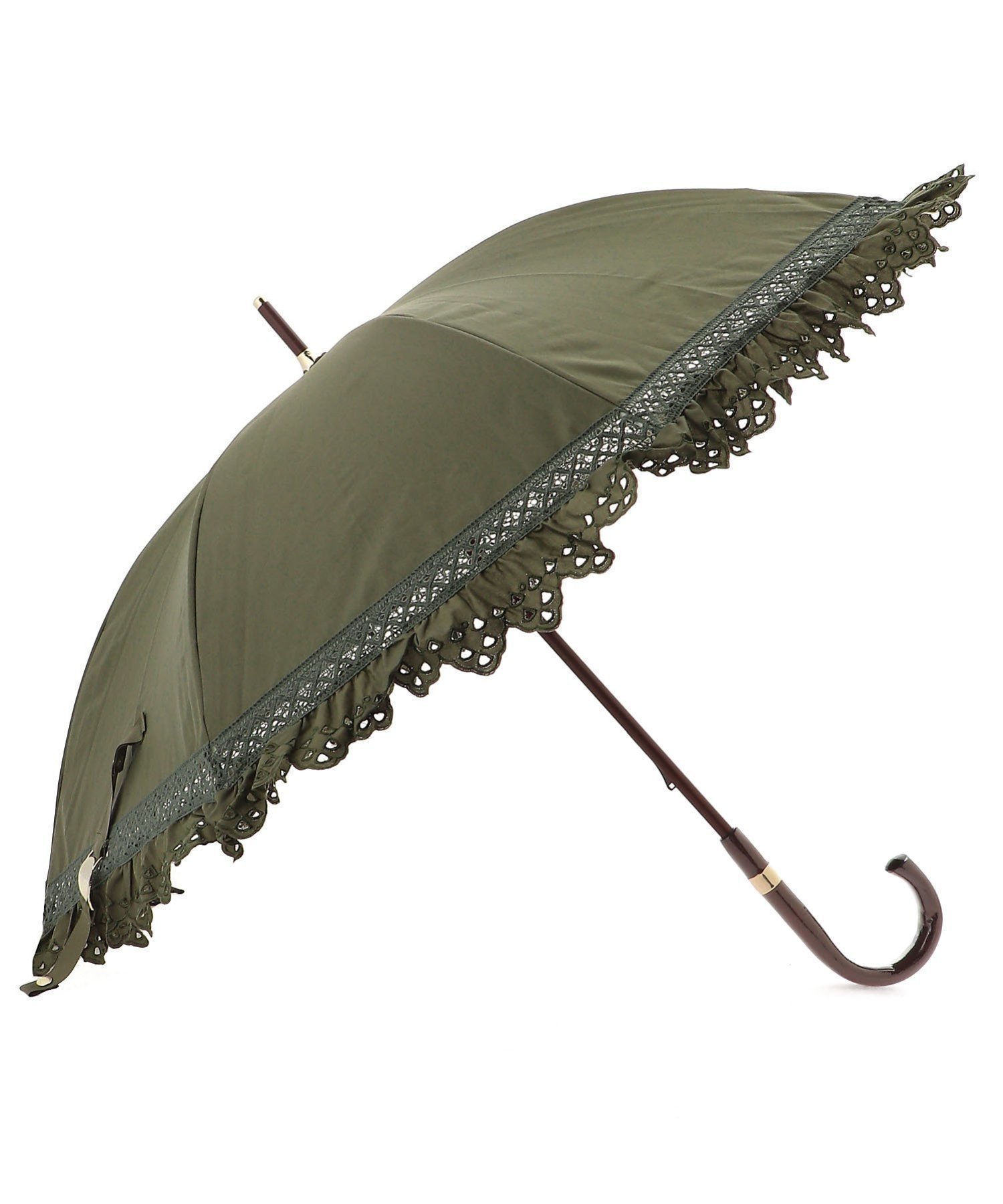 【ムーンバット/MOONBAT】のPOLO RALPH LAUREN(ポロ ラルフ ローレン) レディース 日傘 長傘 晴雨兼用 遮光 遮熱 UV エンブフリル インテリア・キッズ・メンズ・レディースファッション・服の通販 founy(ファニー) 　ファッション　Fashion　レディースファッション　Fashion for Women　レイングッズ・傘・晴雨兼用傘　Umbrellas & Rain Gear　アイビー　Ivy Pattern　ウッド　Wooden Design　傘　Umbrella, Parasol　スカラップ　Scallop, Scalloped Edge　ニューヨーク　New York, NYC Style　フリル　Frill, Ruffle　日傘　Parasol, UV Umbrella　リアル　Real, Realistic　レース　Lace, Lace Fabric　ワンポイント　One Point, Statement Accent　エレガント 上品　Elegant　カーキ|ID: prp329100004542363 ipo3291000000032542716