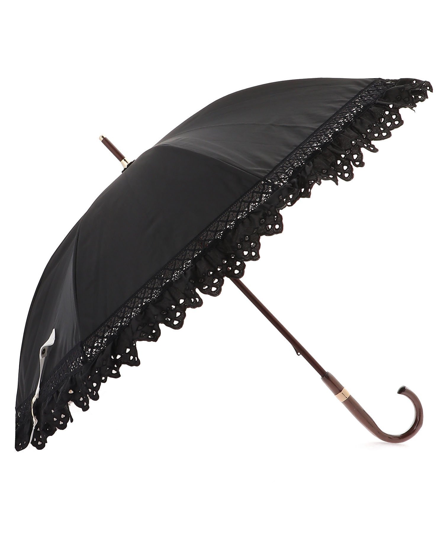 【ムーンバット/MOONBAT】のPOLO RALPH LAUREN(ポロ ラルフ ローレン) レディース 日傘 長傘 晴雨兼用 遮光 遮熱 UV エンブフリル インテリア・キッズ・メンズ・レディースファッション・服の通販 founy(ファニー) 　ファッション　Fashion　レディースファッション　Fashion for Women　レイングッズ・傘・晴雨兼用傘　Umbrellas & Rain Gear　アイビー　Ivy Pattern　ウッド　Wooden Design　傘　Umbrella, Parasol　スカラップ　Scallop, Scalloped Edge　ニューヨーク　New York, NYC Style　フリル　Frill, Ruffle　日傘　Parasol, UV Umbrella　リアル　Real, Realistic　レース　Lace, Lace Fabric　ワンポイント　One Point, Statement Accent　エレガント 上品　Elegant　ブラック|ID: prp329100004542363 ipo3291000000032542724