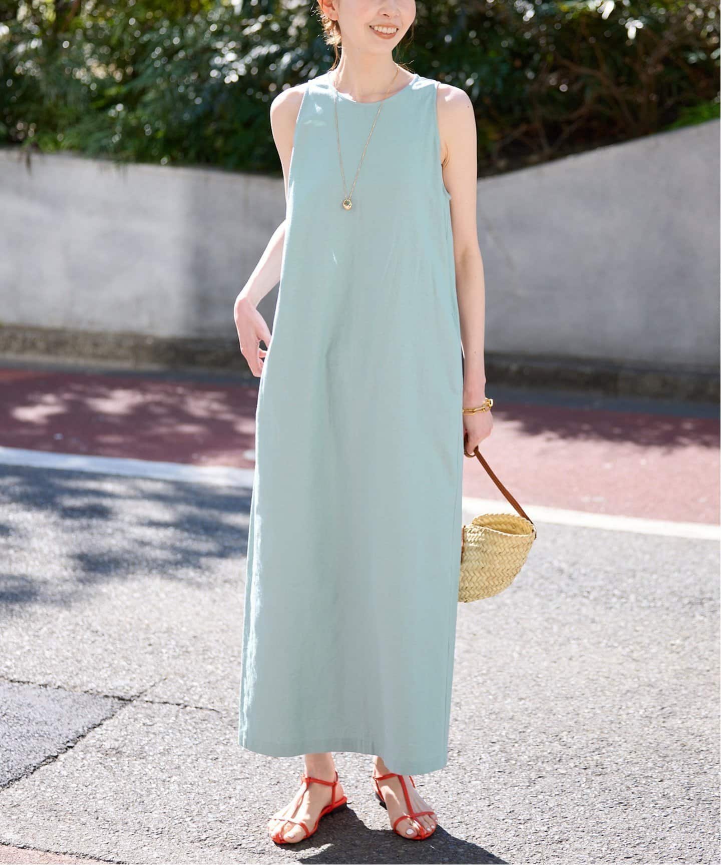 【スローブ イエナ/SLOBE IENA】の《WEB限定/追加 》リネンレーヨンノースリーブナローワンピース インテリア・キッズ・メンズ・レディースファッション・服の通販 founy(ファニー) 　ファッション　Fashion　レディースファッション　WOMEN　ワンピース　Dress　2025年　2025　サックスブルー|ID: prp329100004542387 ipo3291000000032095737