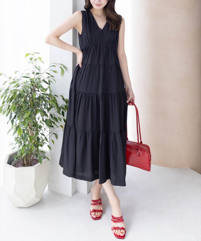 【クリア/clear】のVネックノースリーブティアードワンピース インテリア・キッズ・メンズ・レディースファッション・服の通販 founy(ファニー) https://founy.com/ ファッション Fashion レディースファッション WOMEN ワンピース Dress おすすめ Recommend サンダル Sandals ティアードワンピース Tiered Dress リボン Ribbon 夏 Summer |ID: prp329100004542392 ipo3291000000032095800