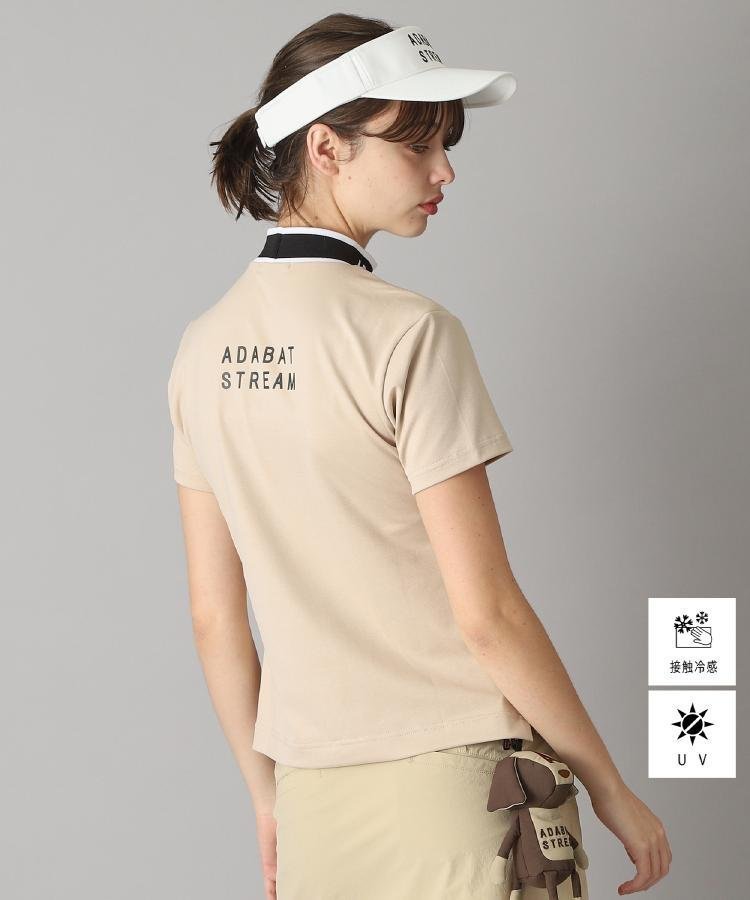 【アダバット/adabat】のUVカット/接触冷感 クールタッチストレッチモックネックT インテリア・キッズ・メンズ・レディースファッション・服の通販 founy(ファニー) 　ファッション　Fashion　レディースファッション　WOMEN　おすすめ　Recommend　ゴルフ　Golf　シンプル　Simple　ストレッチ　Stretch　フィット　Fit　フロント　Front　ワンポイント　One Point　半袖　Short Sleeve　軽量　Lightweight　ベージュ|ID: prp329100004542462 ipo3291000000032097055