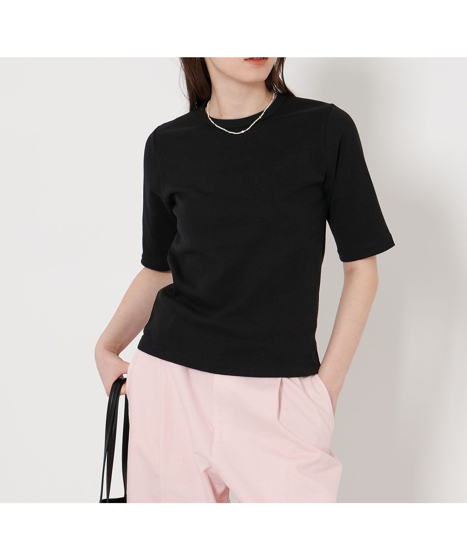 【ユナイテッドアローズ/UNITED ARROWS】のコットン フライス Tシャツ インテリア・キッズ・メンズ・レディースファッション・服の通販 founy(ファニー) 　ファッション　Fashion　レディースファッション　Fashion for Women　トップス・カットソー　Cut & Sew Tops　シャツ・ブラウス・オフィスカジュアル　Elegant Blouses & Button-Ups　ロングTシャツ・Tシャツ　Longline T-Shirts & Tees　おすすめ　Recommended / Our Picks　インナー　Innerwear　カットソー　Cut and Sewn Top　コンパクト　Compact, Small Size　フィット　Fit, Slim Fit　ボトム　Bottoms, Lower Wear　ボーダー　Border, Stripe　エレガント 上品　Elegant　BLACK|ID: prp329100004542470 ipo3291000000033091922