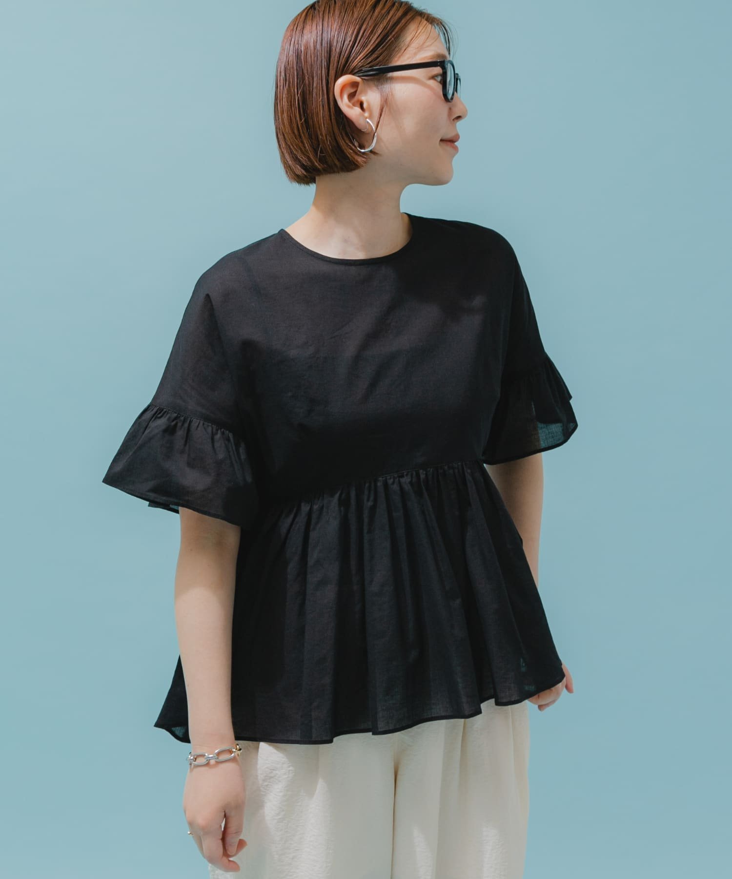 【アーバンリサーチ ロッソ/URBAN RESEARCH ROSSO】のF by ROSSO コットンボイル切替ギャザーブラウス インテリア・キッズ・メンズ・レディースファッション・服の通販 founy(ファニー) 　ファッション　Fashion　レディースファッション　Ladies' Fashion Online　トップス・カットソー　Tops/Tshirt　シャツ/ブラウス　Shirts/Blouses　2025年　2025　2025春夏・S/S　Ss,Spring/Summer,2025　ギャザー　Gather　シンプル　Simple　フェミニン　Feminine　切替　Switching　夏　Summer　S/S・春夏　Ss・Spring/Summer　BLACK|ID: prp329100004542505 ipo3291000000032609441