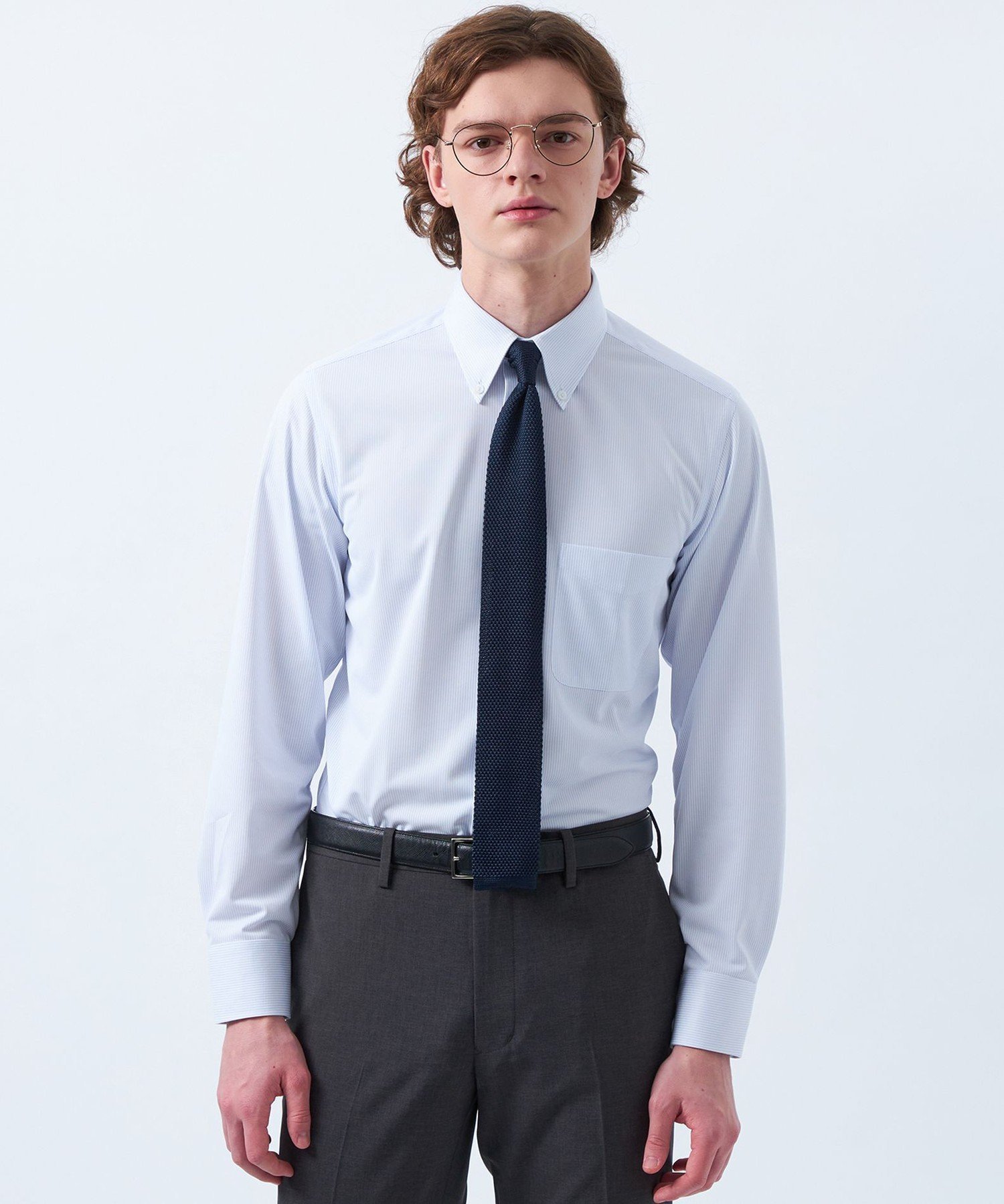【マッキントッシュ フィロソフィー/MACKINTOSH PHILOSOPHY / MEN】の【WEB 一部店舗限定】トロッター ボタンダウンシャツ トリコットバリエーション インテリア・キッズ・メンズ・レディースファッション・服の通販 founy(ファニー) 　ファッション　Fashion　メンズファッション　Men's Style Online　春　Spring　秋　Autumn/Fall　コレクション　Collection　吸水　Water Absorption　シンプル　Simple　ジャージー　Jersey　ストレッチ　Stretch　冬　Winter　おすすめ　Recommend　夏　Summer　ビジネス 仕事 通勤　Business　サックスストライプ|ID: prp329100004542545 ipo3291000000032673328