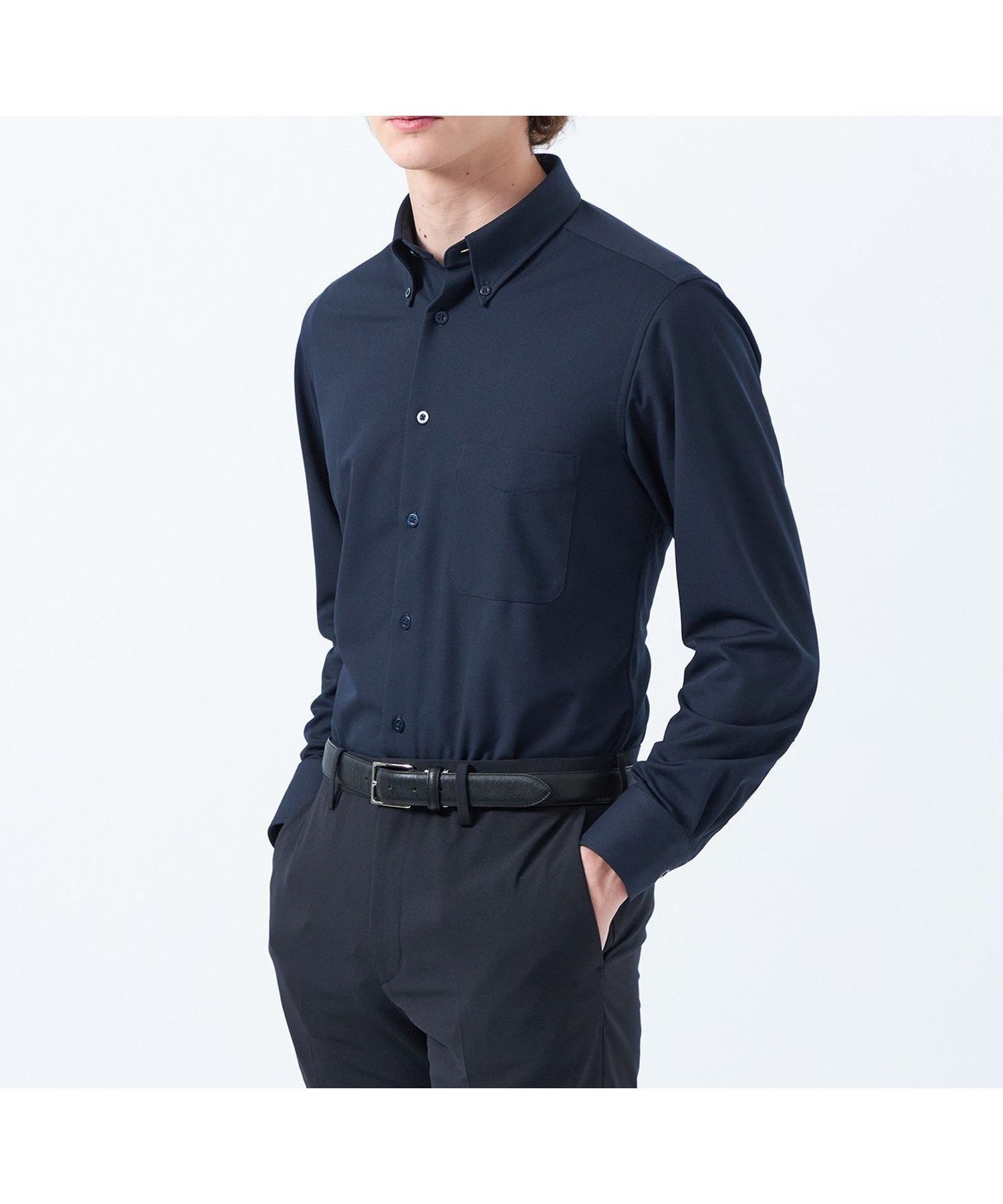 【マッキントッシュ フィロソフィー/MACKINTOSH PHILOSOPHY / MEN】の【WEB 一部店舗限定】トロッター ボタンダウンシャツ トリコットバリエーション インテリア・キッズ・メンズ・レディースファッション・服の通販 founy(ファニー) 　ファッション　Fashion　メンズファッション　Men's Style Online　春　Spring　秋　Autumn/Fall　コレクション　Collection　吸水　Water Absorption　シンプル　Simple　ジャージー　Jersey　ストレッチ　Stretch　冬　Winter　おすすめ　Recommend　夏　Summer　ビジネス 仕事 通勤　Business　ネイビー|ID: prp329100004542545 ipo3291000000032673332