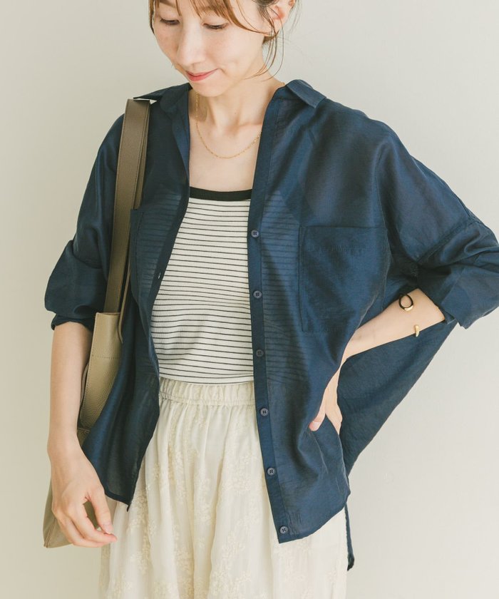 【アイテムズアーバンリサーチ/ITEMS URBAN RESEARCH】のシアーポケットスキッパーシャツ インテリア・キッズ・メンズ・レディースファッション・服の通販 founy(ファニー) https://founy.com/ ファッション Fashion レディースファッション Fashion for Women トップス・カットソー Cut & Sew Tops シャツ・ブラウス・オフィスカジュアル Elegant Blouses & Button-Ups 2025年 2025 2025春夏・S/S Spring/Summer 2025 SS25 カシュクール Wrap Design スキッパー Skipper, Open Collar エレガント 上品 Elegant 夏 Summer S/S・春夏 SS, Spring/Summer, Warm Season |ID: prp329100004542601 ipo3291000000033611975