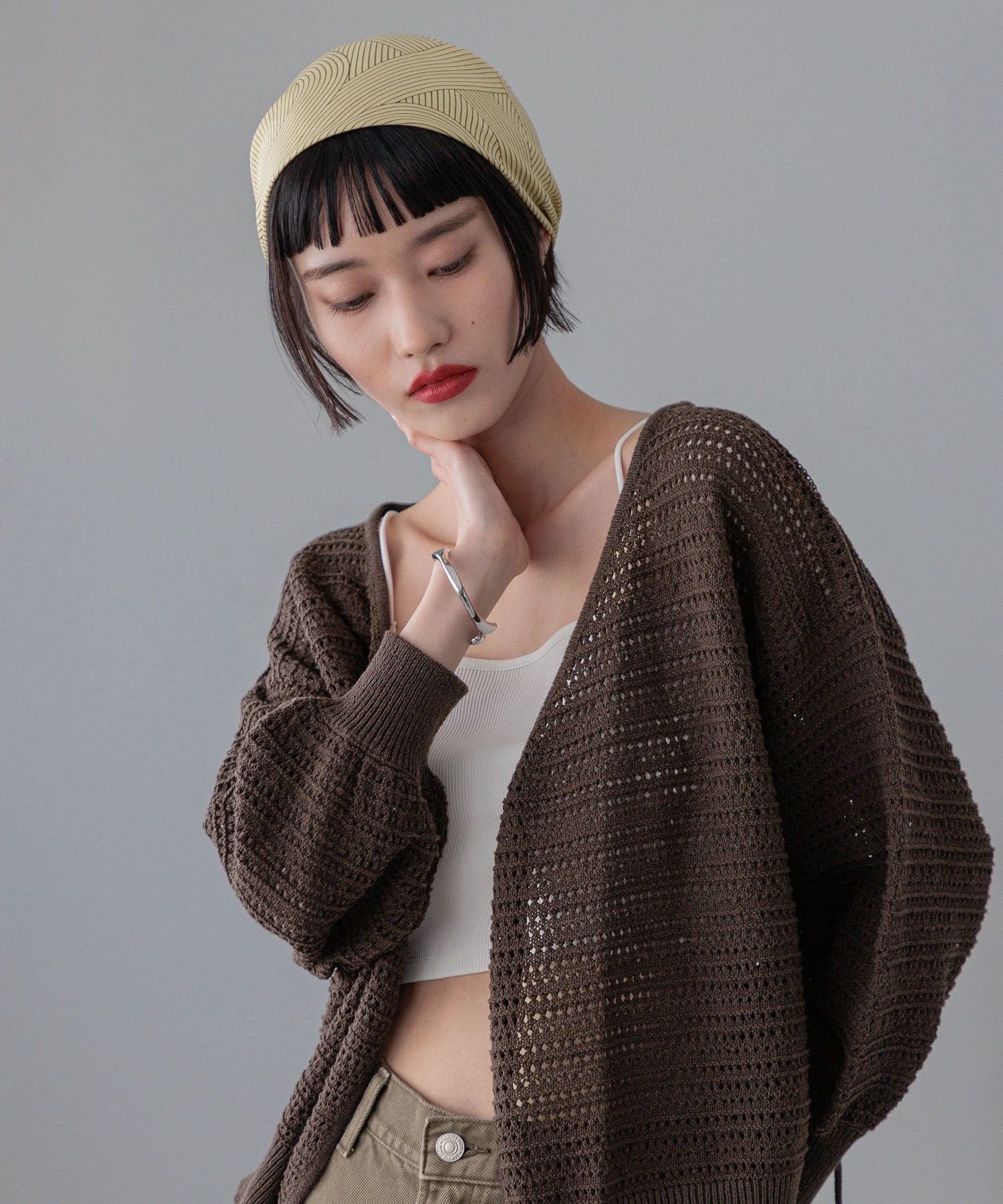 【ローリーズファーム/LOWRYS FARM】のスカシカシュクールカーディガン インテリア・キッズ・メンズ・レディースファッション・服の通販 founy(ファニー) 　ファッション　Fashion　レディースファッション　WOMEN　トップス・カットソー　Tops/Tshirt　カーディガン　Cardigans　インナー　Inner　カーディガン　Cardigan　デニム　Denim　リラックス　Relax　レーシー　Lacey　ブラウン|ID: prp329100004542605 ipo3291000000032098969
