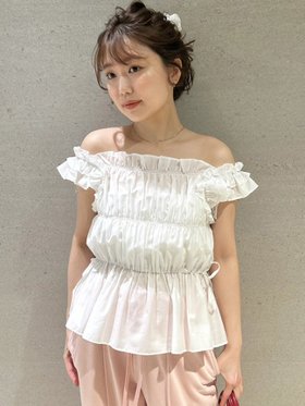 【リリーブラウン/Lily Brown】の【WEB限定カラー】シャーリングフリルブラウス 人気、トレンドファッション・服の通販 founy(ファニー) ファッション Fashion レディースファッション WOMEN トップス・カットソー Tops/Tshirt シャツ/ブラウス Shirts/Blouses |ID:prp329100004542612