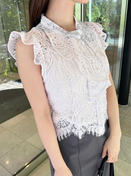 【スナイデル/SNIDEL】のレースブラウス インテリア・キッズ・メンズ・レディースファッション・服の通販 founy(ファニー) https://founy.com/ ファッション Fashion レディースファッション Ladies' Fashion Online トップス・カットソー Tops/Tshirt シャツ/ブラウス Shirts/Blouses おすすめ Recommend ウェーブ Wave エレガント 上品 Elegant ストレート Straight デニム Denim ドレープ Drape フリル Frills フロント Front リボン Ribbon レース Race 今季 This Season |ID: prp329100004542614 ipo3291000000032611457