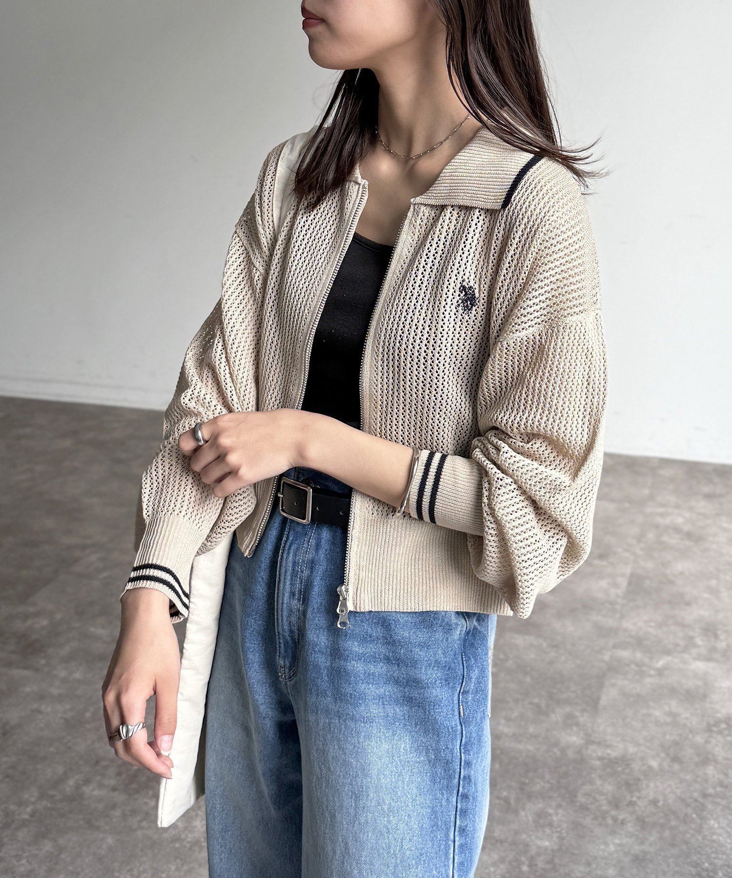 【シーピーシーエム/CPCM】の【U.S. POLO ASSN.】襟付きメッシュカーディガン 人気、トレンドファッション・服の通販 founy(ファニー) 　ファッション　Fashion　レディースファッション　WOMEN　トップス・カットソー　Tops/Tshirt　カーディガン　Cardigans　イタリア　Italy　腕時計　Watch　カーディガン　Cardigan　キャミソール　Camisole　コレクション　Collection　タンク　Tank　デニム　Denim　トレンド　Trend　メッシュ　Mesh　メンズ　Mens　おすすめ　Recommend　夏　Summer　エレガント 上品　Elegant　 other-1|ID: prp329100004542652 ipo3291000000032252712