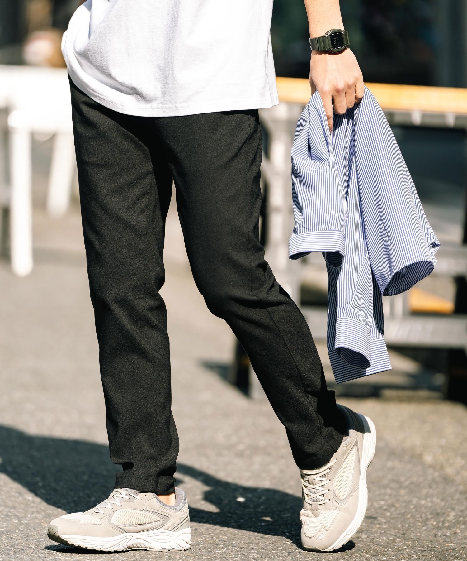 【ロッキーモンロー/Rocky Monroe / MEN】の接触冷感 多機能ストレッチイージーテーパードパンツ インテリア・キッズ・メンズ・レディースファッション・服の通販 founy(ファニー) 　ファッション　Fashion　メンズファッション　MEN　ボトムス　Bottoms/Men　ストレッチ　Stretch　ブラック|ID: prp329100004543092 ipo3291000000032353083