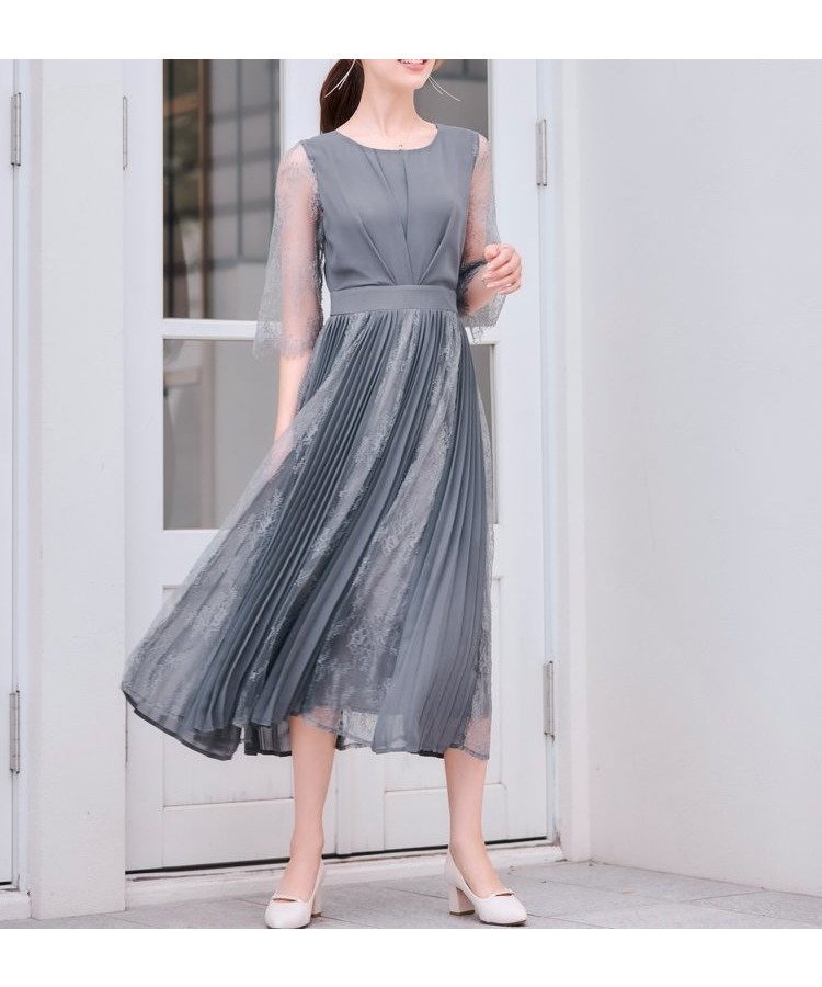 【ドレス/DRESS+】のレースシフォンドッキングワンピース パーティードレス インテリア・キッズ・メンズ・レディースファッション・服の通販 founy(ファニー) 　ファッション　Fashion　レディースファッション　Fashion for Women　ワンピース　Dresses　フォーマル・パーティードレス・結婚式用ドレス　Elegant & Casual Dresses　アクセサリー　Fashion Accessories　オケージョン　Occasion Wear　シフォン　Chiffon, Lightweight Fabric　シンプル　Simple, Minimal　トレンド　Trend, Trending Now　ドッキング　Docking, Mixed Material　ドレス　Dress, One-Piece　バランス　Balance, Style Balance　パープル　Purple, Violet　フォーマル　Formal, Dressy　ラウンド　Round, Round Neck　ラグジュアリー　Luxury, Elegant　レース　Lace, Lace Fabric　セレモニー　Ceremony　入学式　Entrance Ceremony　卒業式　Graduation Ceremony　結婚式　Wedding　披露宴　Wedding Reception　二次会　After Party　チャコールグレー|ID: prp329100004543128 ipo3291000000034600417