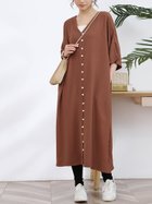 【ドゥーベル/Doux Belle】の【Doux Belle】ワンピース ロング丈 半袖 キャメル|ID: prp329100004543146 ipo3291000000032291128