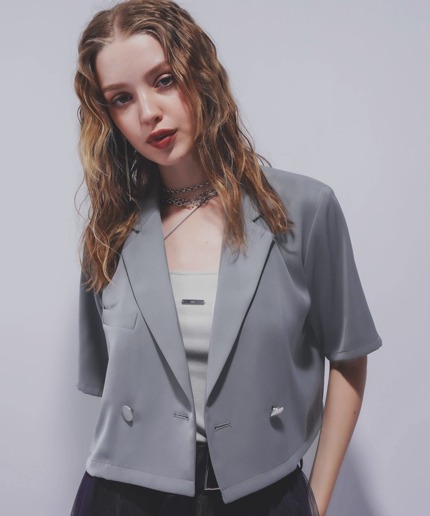 【ハレ/HARE】のトロミメタルボタンショートジャケット インテリア・キッズ・メンズ・レディースファッション・服の通販 founy(ファニー) 　ファッション　Fashion　レディースファッション　Ladies' Fashion Online　アウター　Coat Outerwear　ジャケット　Jackets　おすすめ　Recommend　ショート　Short　シンプル　Simple　ジャケット　Jacket　トレンド　Trend　メタル　Metal　人気　Popularity　定番　Standard　グレー14|ID: prp329100004543152 ipo3291000000032628605