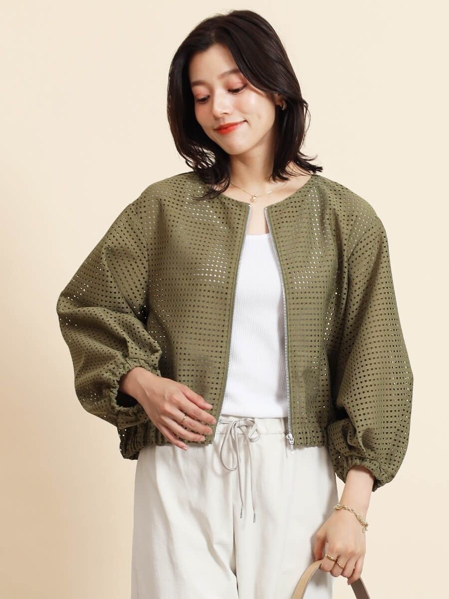 【ヴァン/Vin】のメッシュジップブルゾン インテリア・キッズ・メンズ・レディースファッション・服の通販 founy(ファニー) 　ファッション　Fashion　レディースファッション　Fashion for Women　アウター　Coat / Outerwear Collection　ブルゾンジャケット・スポーティアウター　Blouson Jackets　タンク　Tank Top, Sleeveless Top　トレンド　Trend, Trending Now　メッシュ　Mesh, Net Fabric　エレガント 上品　Elegant　ダークカーキ|ID: prp329100004543156 ipo3291000000032442614