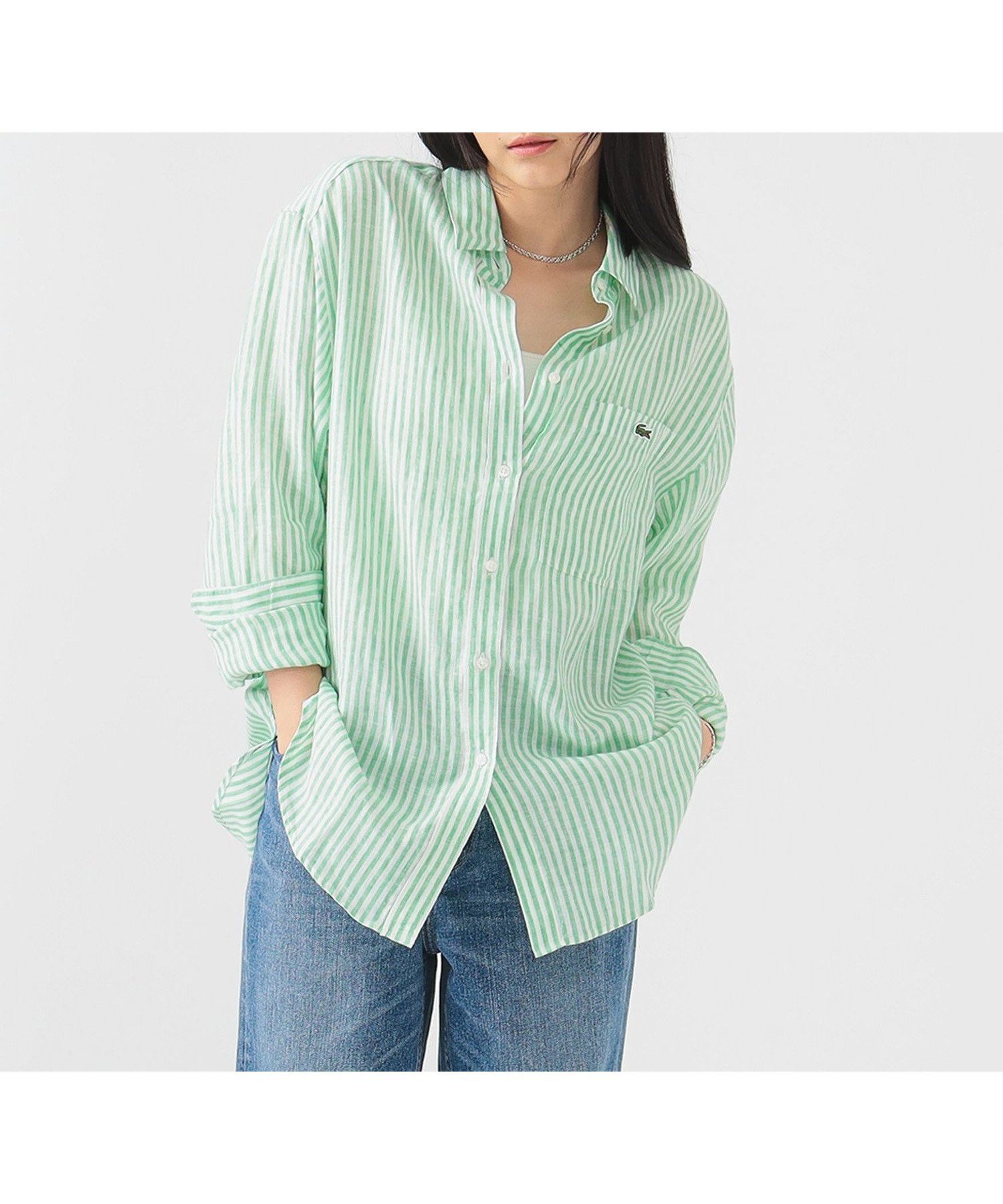 【ビーミングライフストアバイビームス/B:MING LIFE STORE by BEAMS】のLACOSTE / リネン ストライプ オーバー サイズ シャツ 25SS 麻 夏 涼しい リラックス インテリア・キッズ・メンズ・レディースファッション・服の通販 founy(ファニー) 　ファッション　Fashion　レディースファッション　Ladies' Fashion Online　トップス・カットソー　Tops/Tshirt　シャツ/ブラウス　Shirts/Blouses　2025年　2025　2025春夏・S/S　Ss,Spring/Summer,2025　おすすめ　Recommend　ショルダー　Shoulder　ショート　Short　ストライプ　Stripe　タンク　Tank　デニム　Denim　トレンド　Trend　ドロップ　Drop　ベーシック　Basic　リネン　Linen　リラックス　Relax　夏　Summer　春　Spring　S/S・春夏　Ss・Spring/Summer　羽織　Haori　軽量　Lightweight　WHITE×PEPPERMINT|ID: prp329100004543422 ipo3291000000032609056