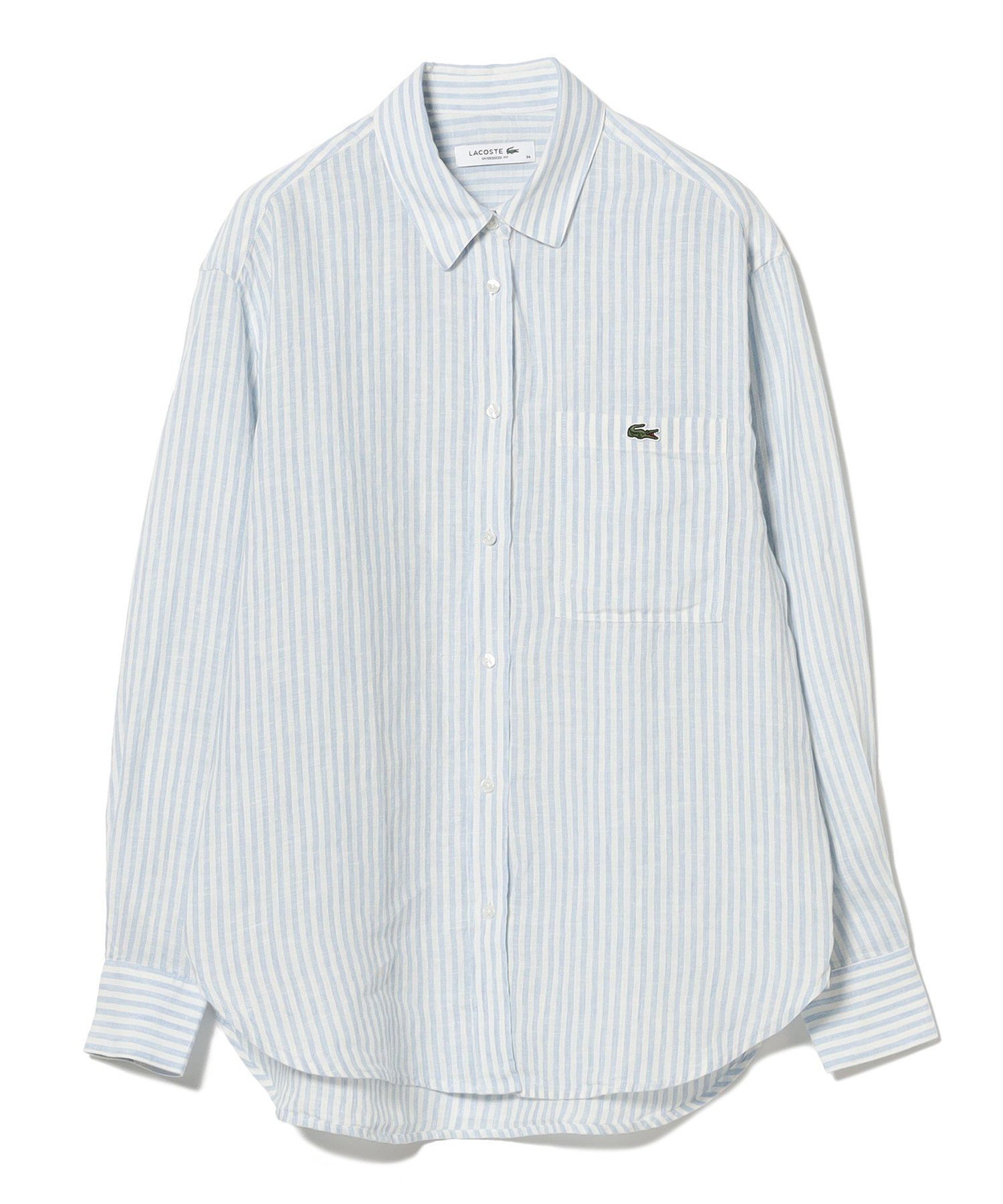 【ビーミングライフストアバイビームス/B:MING LIFE STORE by BEAMS】のLACOSTE / リネン ストライプ オーバー サイズ シャツ 25SS 麻 夏 涼しい リラックス インテリア・キッズ・メンズ・レディースファッション・服の通販 founy(ファニー) 　ファッション　Fashion　レディースファッション　Ladies' Fashion Online　トップス・カットソー　Tops/Tshirt　シャツ/ブラウス　Shirts/Blouses　2025年　2025　2025春夏・S/S　Ss,Spring/Summer,2025　おすすめ　Recommend　ショルダー　Shoulder　ショート　Short　ストライプ　Stripe　タンク　Tank　デニム　Denim　トレンド　Trend　ドロップ　Drop　ベーシック　Basic　リネン　Linen　リラックス　Relax　夏　Summer　春　Spring　S/S・春夏　Ss・Spring/Summer　羽織　Haori　軽量　Lightweight　OVERVIEW×WHITE|ID: prp329100004543422 ipo3291000000032609057
