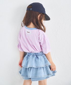 【ペアマノン/pairmanon / KIDS】のビックシルエット バックタグ付き カラーボーダー 半袖Tシャツ 人気、トレンドファッション・服の通販 founy(ファニー) ファッション Fashion キッズファッション Fashion for Kids おすすめ Recommended / Our Picks ビッグ Big, Oversized ボーダー Border, Stripe 今季 This Season, Current Season 半袖 Short Sleeve, Half Sleeve 夏 Summer |ID:prp329100004543431