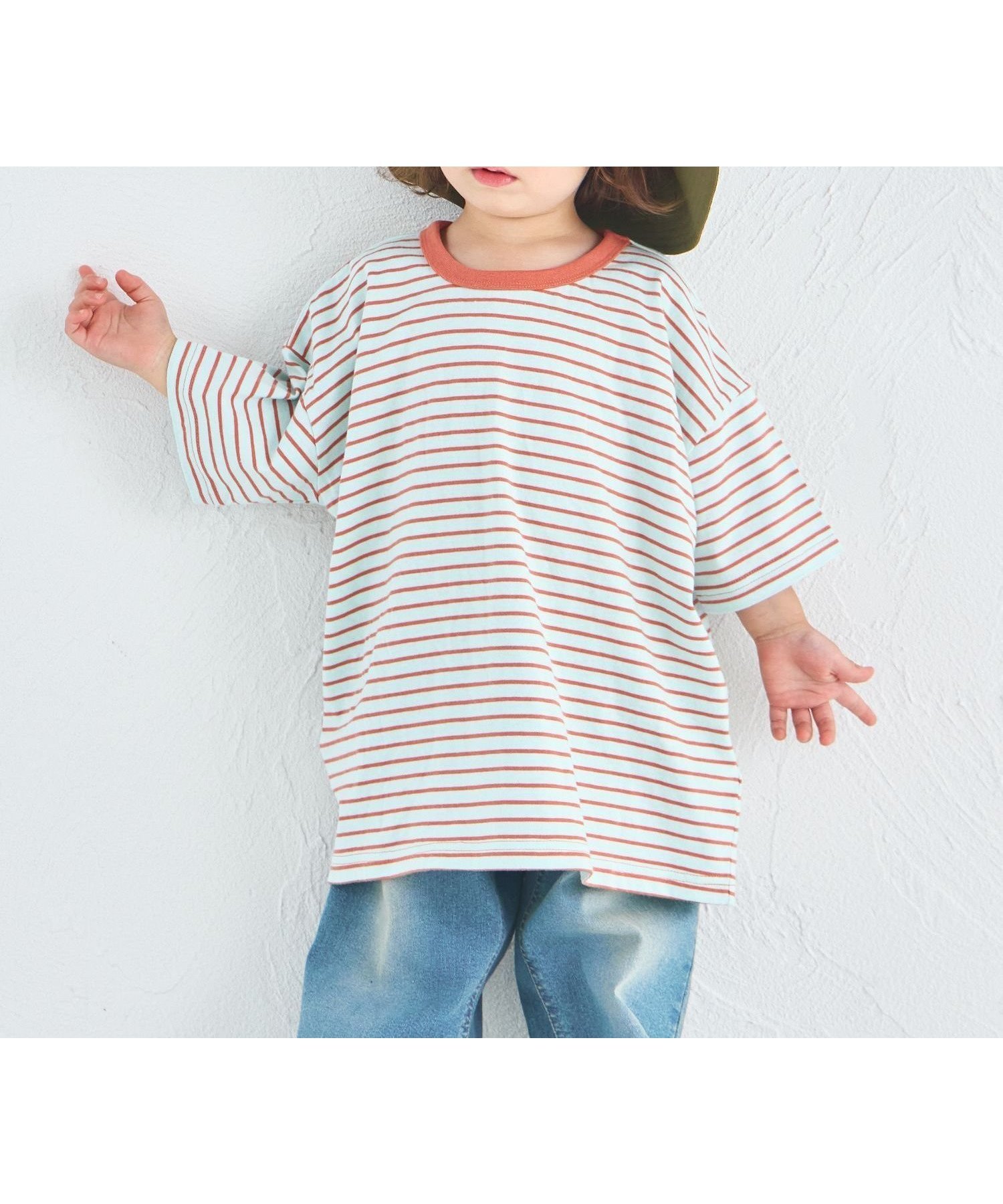 【ペアマノン/pairmanon / KIDS】のビックシルエット バックタグ付き カラーボーダー 半袖Tシャツ インテリア・キッズ・メンズ・レディースファッション・服の通販 founy(ファニー) 　ファッション　Fashion　キッズファッション　Fashion for Kids　おすすめ　Recommended / Our Picks　ビッグ　Big, Oversized　ボーダー　Border, Stripe　今季　This Season, Current Season　半袖　Short Sleeve, Half Sleeve　夏　Summer　ブルーボーダー84|ID: prp329100004543431 ipo3291000000032680295