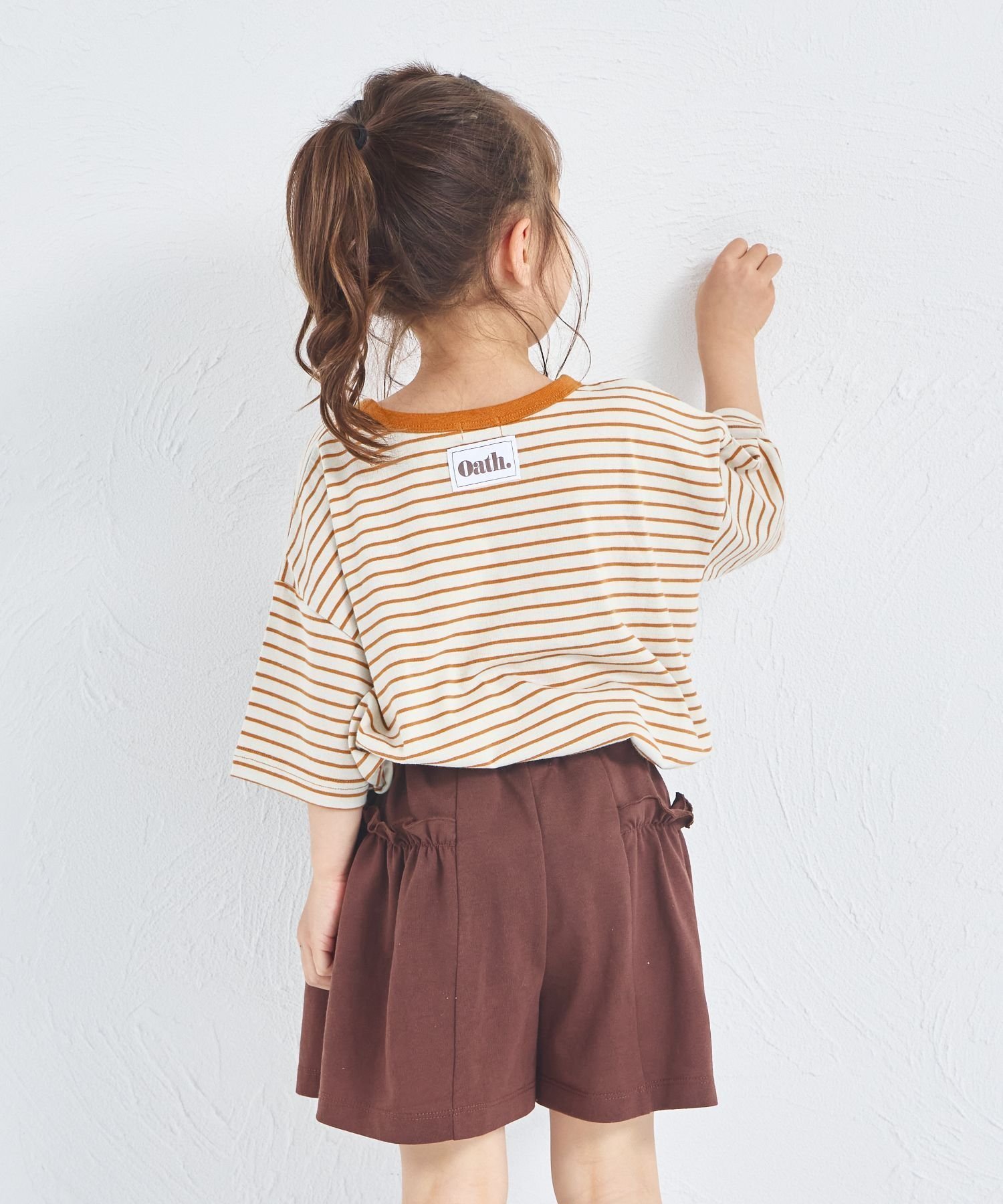 【ペアマノン/pairmanon / KIDS】のビックシルエット バックタグ付き カラーボーダー 半袖Tシャツ インテリア・キッズ・メンズ・レディースファッション・服の通販 founy(ファニー) 　ファッション　Fashion　キッズファッション　Fashion for Kids　おすすめ　Recommended / Our Picks　ビッグ　Big, Oversized　ボーダー　Border, Stripe　今季　This Season, Current Season　半袖　Short Sleeve, Half Sleeve　夏　Summer　ベージュボーダー42|ID: prp329100004543431 ipo3291000000032710361