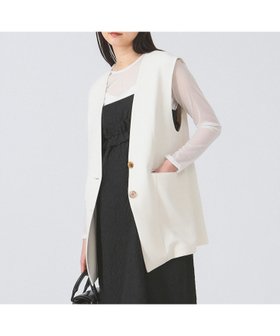 【ビームス ウイメン/BEAMS】の【ビームスの百名品】ノーカラー バック ギャザー ジレ 人気、トレンドファッション・服の通販 founy(ファニー) ファッション Fashion レディースファッション WOMEN アウター Coat Outerwear トップス・カットソー Tops/Tshirt ベスト/ジレ Gilets/Vests バッグ Bag エレガント 上品 Elegant カットソー Cut And Sew ギャザー Gather シンプル Simple ストレッチ Stretch バランス Balance |ID:prp329100004543457